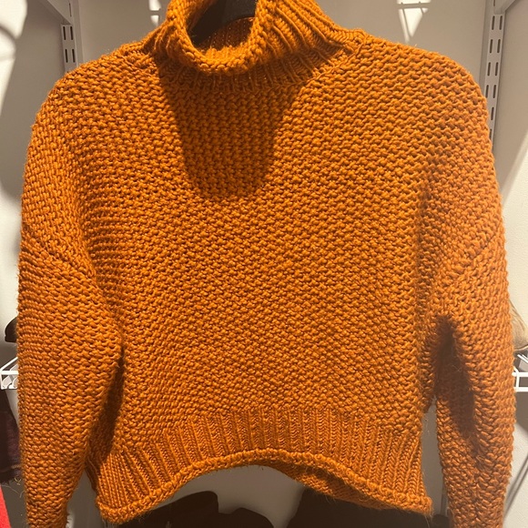 Rusty orange turtle neck cropped sweater - Picture 1 of 2